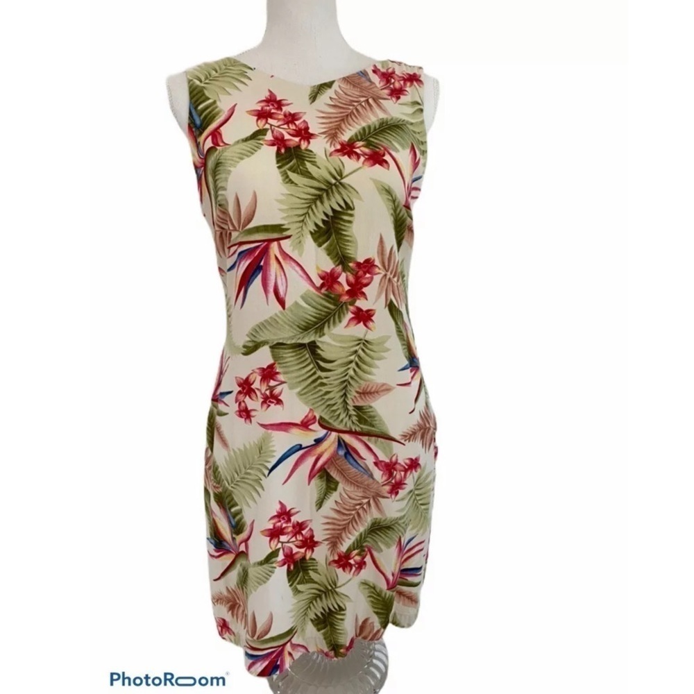 La Cabana Hawaiian Floral Sleeveless Midi Dress M